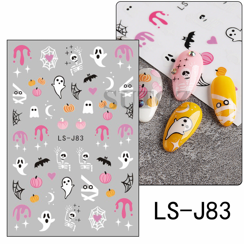 Wholesale 3pcs cartoon ghost pumpkin nail stickers nail stickers